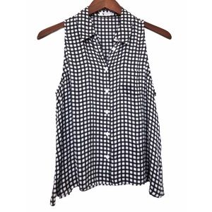 Equipment Silk Mina Gingham Sleeveless Top (S)